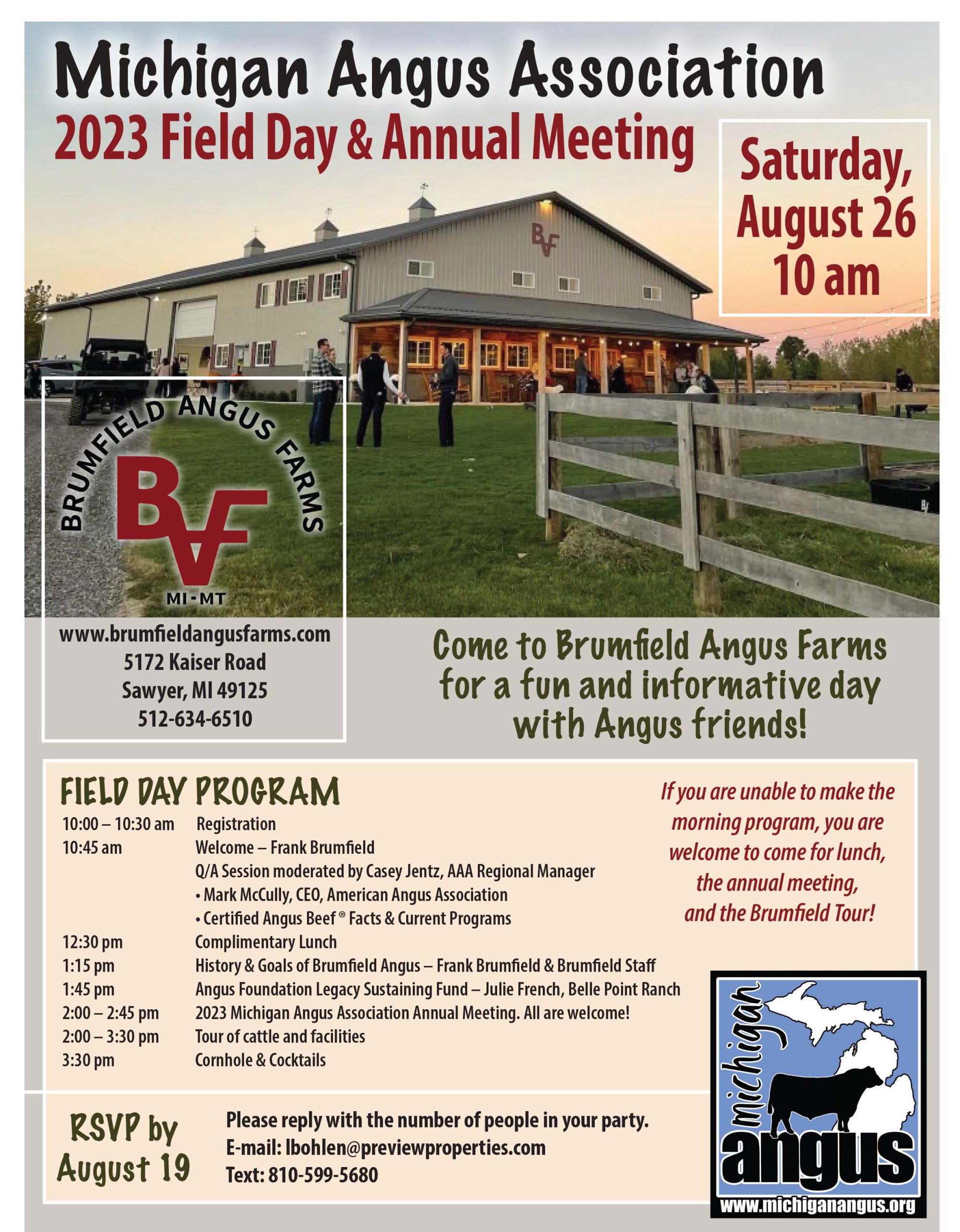 Michigan Angus Association Field Day flyer